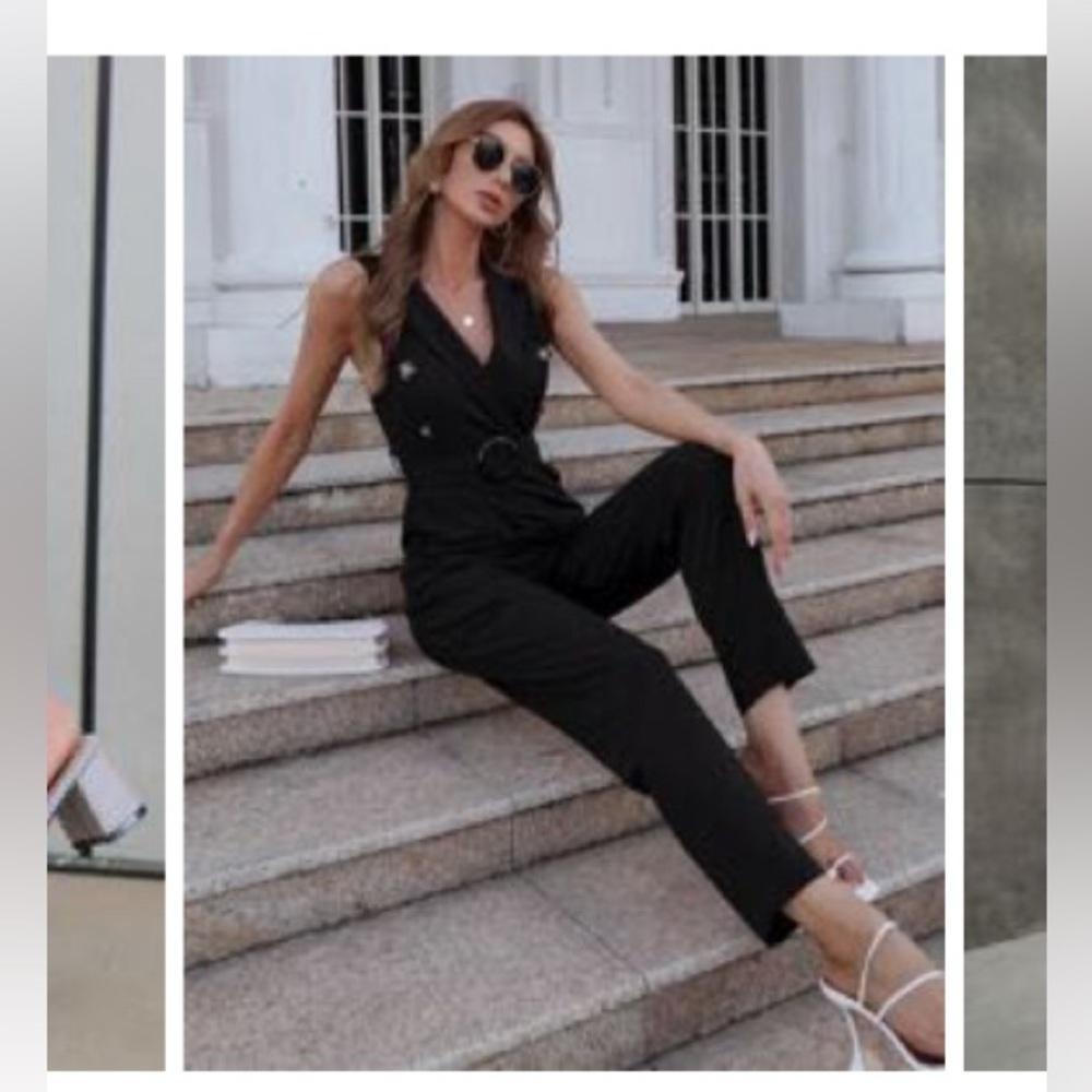 Sleeveless Lapel Collared Jumpsuit NWOT